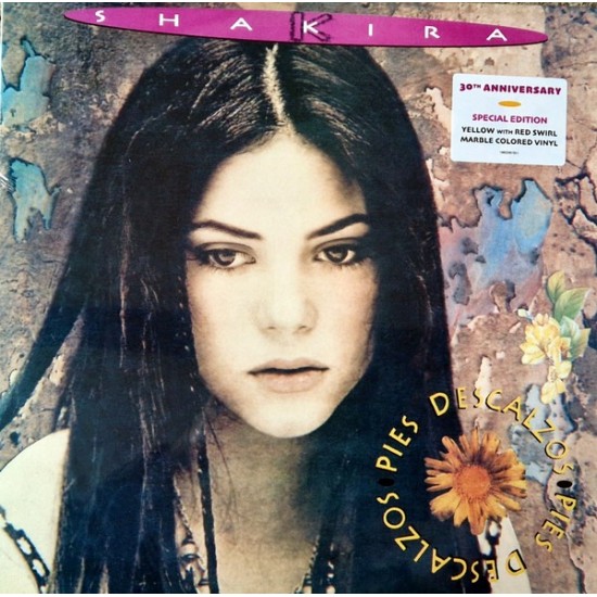 Shakira ‎- Pies Descalzos (LP - Special Edition - Yellow W/ Red Swirl Marble - 30th Anniversary) 