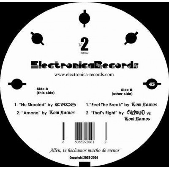 Eros, Toni Ramos, EvilSound - ELE002 (12") Eros, Toni Ramos, EvilSound - ELE002 (12")
