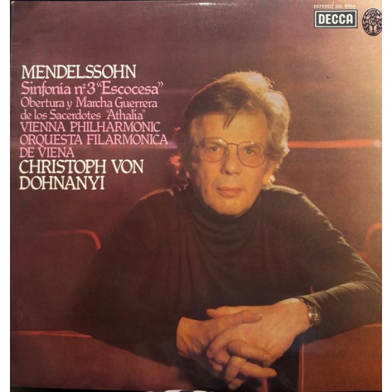 Mendelssohn, Vienna Philharmonic, Christoph Von Dohnányi - Sinfonia No.3 "Scocesa" Overtura Y Marcha Guerrera De Los Sacerdotes (Athalia) (LP - Promo) Mendelssohn, Vienna Philharmonic, Christoph Von Dohnányi - Sinfonia No.3 "Scocesa" Overtura Y Marcha Guerrera De Los Sacerdotes (Athalia) (LP - Promo)