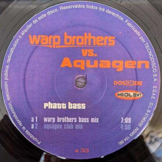Warp Brothers Vs. Aquagen - Phatt Bass (12") 