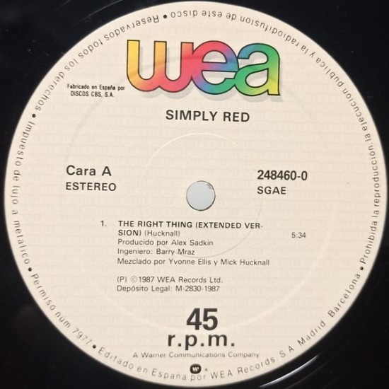 Simply Red - The Right Thing (12")