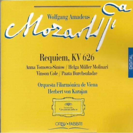 Mozart - Anna Tomowa-Sintow . Helga Müller Molinari - Vinson Cole - Paata Burchuladze, Wiener Singverein, Wiener Philharmoniker - Herbert von Karajan - Requiem (CD)