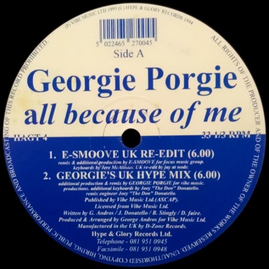 Georgie Porgie - All Because Of Me (12")