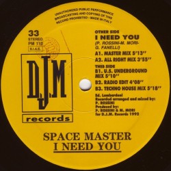 Space Master feat. D.J.G. - I Need You (12")