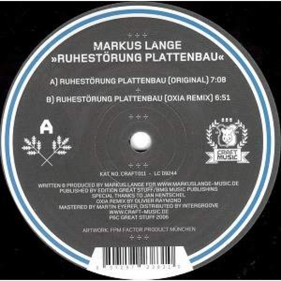 Markus Lange ‎"Ruhestörung Plattenbau" (12")